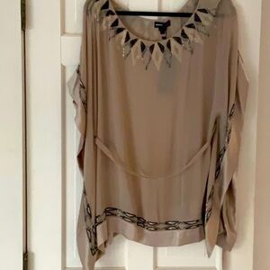 NWT NAMRATA JOSHIPURA tunic caftan top beaded silk sheer with satin border large